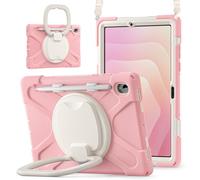 JZ Funda para Samsung Galaxy Tab S11, Resistente antigolpes Heavy Duty con Soporte Giratorio 360°, asa y Correa para Hombro - Pink