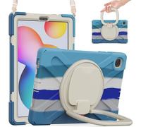 JZ Funda para Samsung Galaxy Tab S6 Lite (10.4 Inch), Resistente antigolpes Heavy Duty con Soporte Giratorio 360°, asa y Correa para Hombro - Colourful Blue