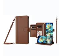 JZ Funda para TCL 50 LE / K23 / K24 - Funda tipo cartera con 9 ranuras para tarjetas y ventana para fotos, funda de cuero de primera calidad con función atril para teléfono cruzado, cordón ajustable y