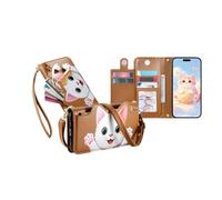 JZ Funda tipo cartera con función atril para OnePlus Turbo 6, bonito bolso cruzado para teléfono celular, funda de cuero con tarjeteros, bolsillo con cremallera, correa de cordón ajustable, color