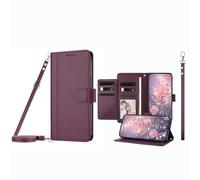 JZ Funda Tipo Cartera para TCL 503 con 9 Ranuras para Tarjetas y Ventana para Fotos, Funda de Cuero de Primera Calidad con función Atril para teléfono Cruzado, cordón Ajustable y Pulsera - Purple