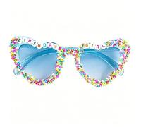 JZ Gafas de sol azules con forma de corazón para niña de cumpleaños, gafas de fiesta para sesión de fotos de cumpleaños