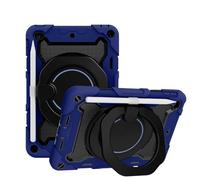 JZ Handheld Rotating Ring Bracket Armour Silicone De pie Casos para iPad Mini 4/5 Devices - [Shoulder Strap][Angle Adjustment] - Blue