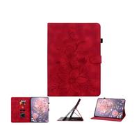 JZ Lily Embossed PU Leather Caso para Amazon Fire HD 8 & 8 Plus (14th/12th/10th Gen) Flip Wallet Cover - [Soporte de ángulo múltiple] [Soporte de lápiz] [Protector a Prueba de choques] - Red