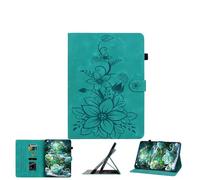 JZ Lily Embossed PU Leather Caso para Amazon Kindle Fire MAX 11 Flip Wallet Cover - [Soporte de ángulo múltiple] [Soporte de lápiz] [Protector a Prueba de choques] - Green