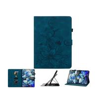 JZ Lily Embossed PU Leather Caso para Lenovo Tab One 8.7 Inch 2025 Flip Wallet Cover - [Soporte de ángulo múltiple] [Soporte de lápiz] [Protector a Prueba de choques] - Dark Blue