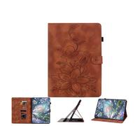 JZ Lily Embossed PU Leather Caso para Xiaomi Pad 5 Pro 12.4 Inch 2022 Flip Wallet Cover - [Soporte de ángulo múltiple] [Soporte de lápiz] [Protector a Prueba de choques] - Brown