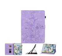 JZ Lily Embossed PU Leather Caso para Xiaomi Pad 5 Pro 12.4 Inch 2022 Flip Wallet Cover - [Soporte de ángulo múltiple] [Soporte de lápiz] [Protector a Prueba de choques] - Violet