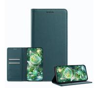 JZ Luxury Leather Wallet Caso with Bloqueo RFID & Magnetic Closure, Shockproof Protective Cover para Samsung Galaxy S26 Ultra (Business Style) - Peacock Green