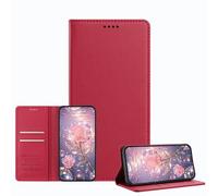 JZ Luxury Leather Wallet Caso with Bloqueo RFID & Magnetic Closure, Shockproof Protective Cover para Samsung Galaxy S26 (Business Style) - Red