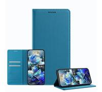 JZ Luxury Leather Wallet Caso with Bloqueo RFID & Magnetic Closure, Shockproof Protective Cover para Samsung Galaxy S26 (Business Style) - Lake Blue