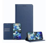 JZ Luxury Leather Wallet Caso with Bloqueo RFID & Magnetic Closure, Shockproof Protective Cover para Samsung Galaxy S26 Plus (Business Style) - Dark Blue