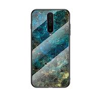 JZ Marble Glass Funda For para Xiaomi Redmi K30 5G / Redmi K30 with [Soft Edge + Tempered Glass Back Cover] - Jadeite Marble