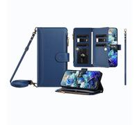 JZ Multi-Function Leather Cartera Caso para Moto G Stylus 5G (2026) with 9 Card Slots, Zipper Purse, Bolso con Cremallera, Correa de muñeca y Hombro, Carga inalámbrica Compatible - Blue
