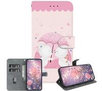 JZ Para Honor Magic6 Lite / X9b 5G Caso, Cartera Pintada Hecha a Mano de Textura de Cristal con Soporte de Tarjeta y Soporte - Couple Bear