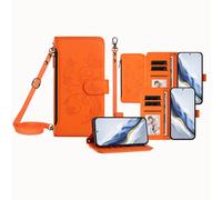 JZ para iPhone 11 Pro MAX Case with Lanyard, Todo en uno Cartera Crossbody Bolso de teléfono con Soporte de Pate y Carga inalámbrica- Orange
