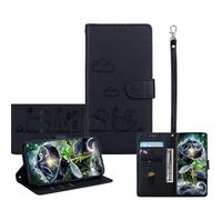 JZ para Moto G Play 2021 Wallet Case, Cubierta de teléfono de Cuero PU con Bloqueo RFID, Caso a Prueba de Golpes Anti-caída con Soporte de Vuelta, diseño de Gato en Relieve - Black