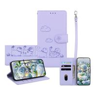 JZ para Moto G Play/G 5G 2025/2026 Wallet Case, Cubierta de teléfono de Cuero PU con Bloqueo RFID, Caso a Prueba de Golpes Anti-caída con Soporte de Vuelta, diseño de Gato en Relieve - Violet