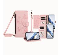 JZ para Moto G Stylus 4G (2022) Case with Lanyard, Todo en uno Cartera Crossbody Bolso de teléfono con Soporte de Pate y Carga inalámbrica- Pink