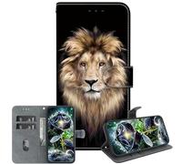 JZ Para Moto G75 Caso, Cartera Pintada Hecha a Mano de Textura de Cristal con Soporte de Tarjeta y Soporte - Lion
