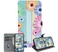 JZ Para Nokia 3.4 Caso, Cartera Pintada Hecha a Mano de Textura de Cristal con Soporte de Tarjeta y Soporte - Sunflower