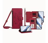 JZ para Samsung Galaxy S26 Caso with Lanyard, All-in-One Wallet Crossbody Phone Bag con Kickstand & Carga inalámbrica, Hands-Free Protective Shoulder Strap Caso para Women Men - Red