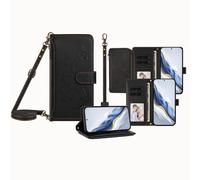 JZ para Samsung Galaxy S26 Plus Caso with Lanyard, All-in-One Wallet Crossbody Phone Bag con Kickstand & Carga inalámbrica, Hands-Free Protective Shoulder Strap Caso para Women Men - Black