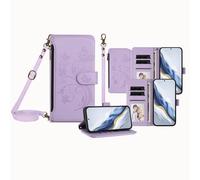 JZ para Samsung Galaxy S26 Plus Caso with Lanyard, All-in-One Wallet Crossbody Phone Bag con Kickstand & Carga inalámbrica, Hands-Free Protective Shoulder Strap Caso para Women Men - Violet
