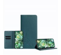 JZ Peony Embossed Wallet Case for Moto G Stylus 5G (2024), Leather Wallet Flip Cover丨RFID Blocking丨Kickstand丨Card Slots丨Protective Folio Shell for Women Girl - Dark Green