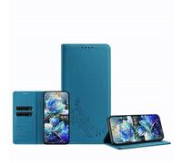JZ Peony Embossed Wallet Case for OnePlus 13 5G, Leather Wallet Flip Cover丨RFID Blocking丨Kickstand丨Card Slots丨Protective Folio Shell for Women Girl - Lagon