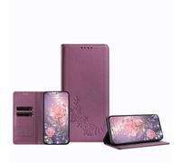 JZ Peony - Funda tipo cartera en relieve para RedMi K70 Ultra, funda de piel con tapa, bloqueo RFID, soporte, ranuras para tarjetas, funda protectora para mujeres y niñas, color violeta