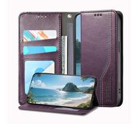 JZ Premium Leather Wallet Caso para Samsung Galaxy A71 4G Magnetic Closure, Protección contra caídas, Ranuras para Tarjetas, Bolsillo en Efectivo, Soporte de pates y Correa de muñeca - Purple