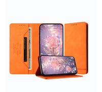 JZ Premium Magnetic Flip Cartera Caso para Samsung Galaxy A32 Case Bloqueo RFID, Resistente a Golpes, Compatible con la Carga inalámbrica - Orange