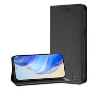 JZ Premium PU Cuero Flip Cover Cartera Caso para Honor 70 Pro 5G Case, Bloqueo RFID con Ranuras para Tarjetas Ocultas y Fuerte protección de Cierre magnético - Black