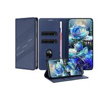 JZ Premium Vintage PU Cuero Cartera Caso para Samsung Galaxy A51 5G Flip Cover, Folio de Negocios con Ranuras para Tarjetas, Cierre magnético y Soporte Ajustable - Blue