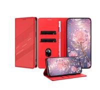 JZ Premium Vintage PU Cuero Cartera Caso para Xiaomi Poco F7 Pro/Ultra Flip Cover, Folio de Negocios con Ranuras para Tarjetas, Cierre magnético y Soporte Ajustable - Red
