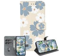 JZ PU Leather Caso para Honor Magic6 Lite / X9b 5G Wallet Cover,Handmade Crystal Texture Painted Pattern with Kickstand & Card Holder - Blue Daisy