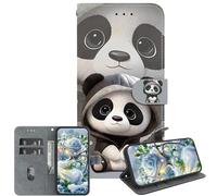 JZ PU Leather Caso para Moto G75 Wallet Cover,Handmade Crystal Texture Painted Pattern with Kickstand & Card Holder - Panda