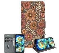 JZ PU Leather Caso para Moto G9 Play / E7 Plus Wallet Cover,Handmade Crystal Texture Painted Pattern with Kickstand & Card Holder - Flower Clusters