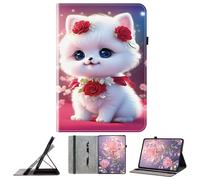 JZ PU Leather Crystal Pattern Wallet Caso para Samsung Galaxy Tab A11+ Plus / A9+ Plus (11-Inch) Cubierta Protectora del Soporte - Rose Cat