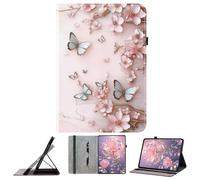 JZ PU Leather Crystal Pattern Wallet Caso para Samsung Galaxy Tab S2 (9.7 Inch) Cubierta Protectora del Soporte - Pink Butterfly