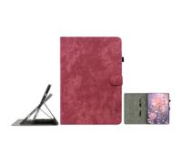 JZ Retro Cartoon Tiger Embossment PU Leather Caso para Amazon Kindle Fire MAX 11,Multi-Angle Cubierta de Soporte con Soporte de lápiz - Red