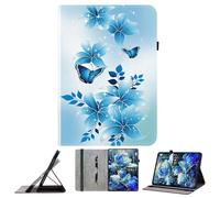 JZ Shockproof Crystal Painted Flip Cover para Lenovo Tab M8 1st/2nd/3rd 8.0 Inch Caso de Cartera de Cuero PU con Soporte de lápiz & Stand - Blue Butterfly