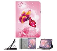 JZ Shockproof Crystal Painted Flip Cover para Lenovo Tab M8 1st/2nd/3rd 8.0 Inch Caso de Cartera de Cuero PU con Soporte de lápiz & Stand - Pink Butterfly