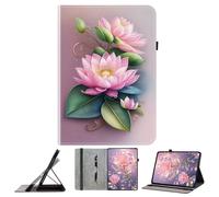 JZ Shockproof Crystal Painted Flip Cover para MediaPad M5 Lite 10 / C5 10.1 Caso de Cartera de Cuero PU con Soporte de lápiz & Stand - Lotus