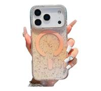 JZ Sparkling Magnetic Soft Caso para iPhone 17 Air - Cubierta Glitter con imán Fuerte, protección contra Golpes -Orange
