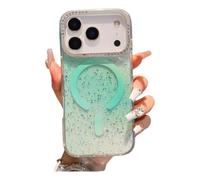 JZ Sparkling Magnetic Soft Caso para iPhone 17 Pro - Cubierta Glitter con imán Fuerte, protección contra Golpes -Green