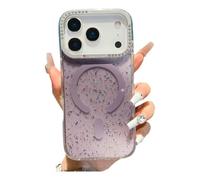JZ Sparkling Magnetic Soft Caso para iPhone 17 Pro MAX- Cubierta Glitter con imán Fuerte, protección contra Golpes -Purple