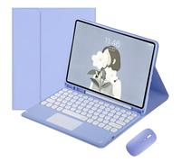 JZ Teclado táctil magnético Combinado Casos Dar iPad 9.7 Inch (5th 2017 / 6th 2018) / iPad Pro 9.7 Inch 2016 / iPad Air 2th 2014 Case con Tapa de Teclado y ratón (excluyendo bolígrafos)- Violet