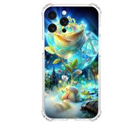 JZ TPU Caso para iPhone 13 Pro Clear Case with Rose Design, Antiamarillecimiento, Anticaída, Carga inalámbrica Cubierta Compatible - Gold